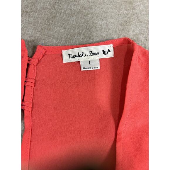 Double Zero Coral Sleeveless Blouse Sz Large Open Back Laser Cut Hem Top - Picture 3 of 7